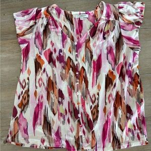 Liverpool Pink and Brown Abstract Women's Blouse
